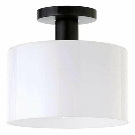 HENN & HART Semi Flush Mount Ceiling Light with White Milk Glass Shade, Matte Black SF0809